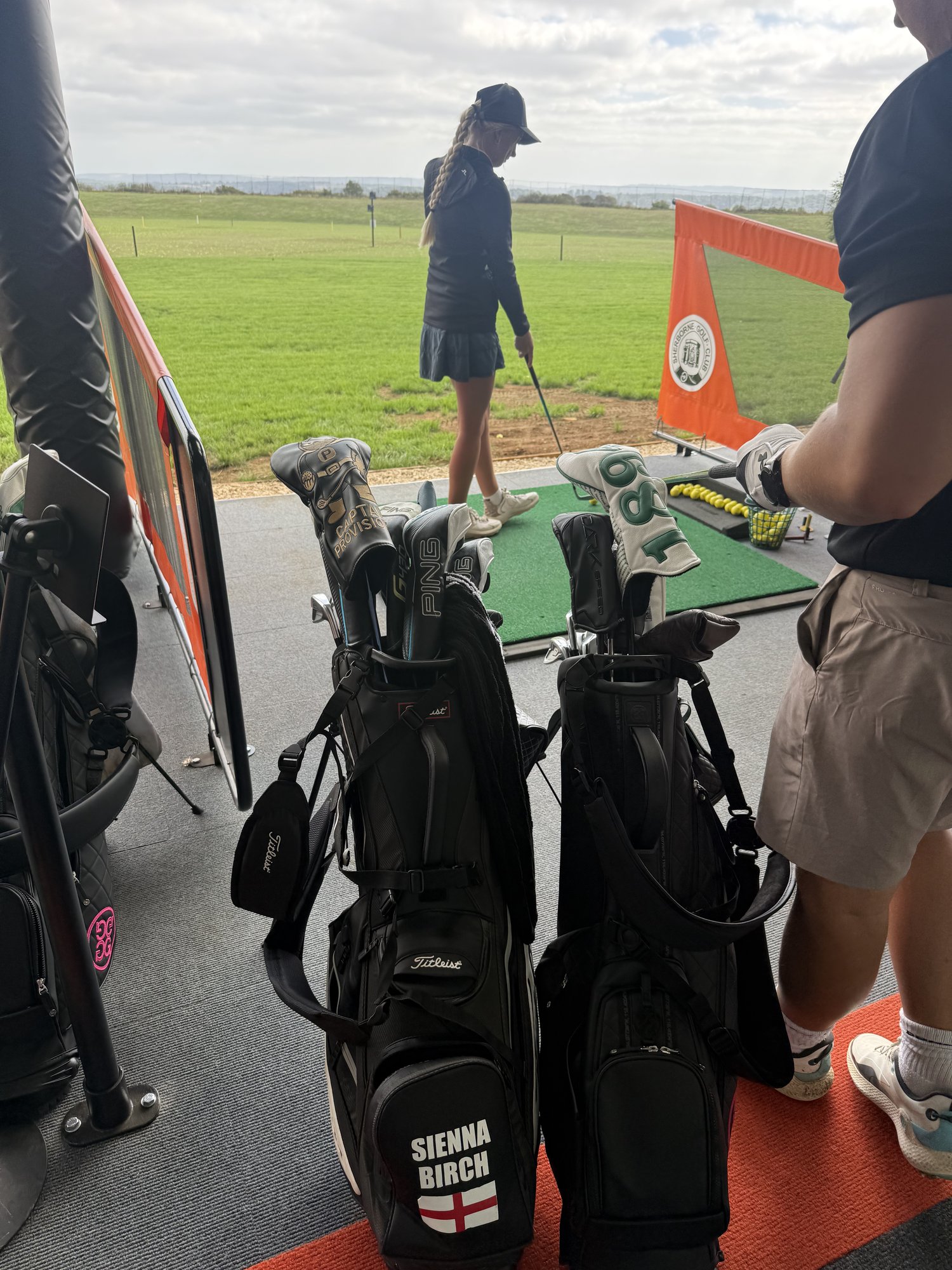 Golfers practising on the TrackMan range at Sherborne Golf Club